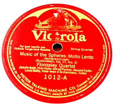 Flonzaley Quartet - Music of the Spheres / Quartet No. 3 in E Flat Minor - 10''
