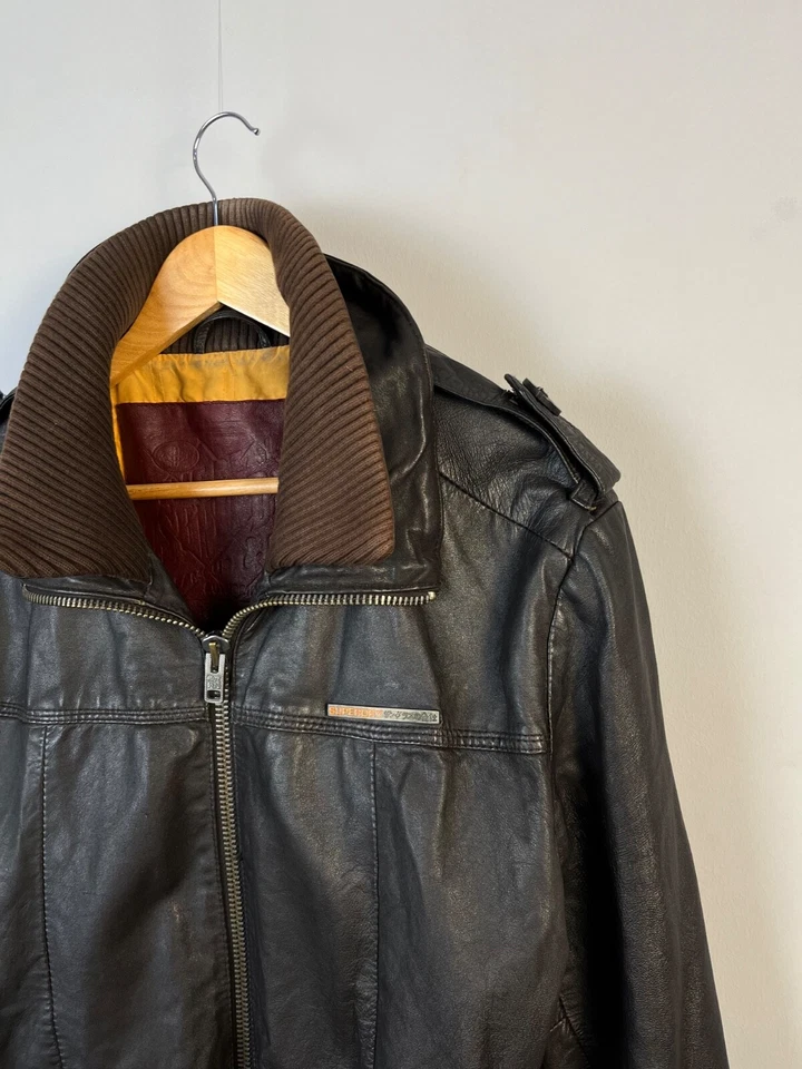 Superdry Chaqueta Luxury Y2K Hombre Marrón Oscuro Learher Cremallera Completa Talla L Foto 3 de 4
