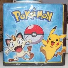 16 2-PLY POKEMON PIKACHU MEOWTH DESIGNWARE LUNCHEON NAPKINS NEW BIRTHDAY PARTY
