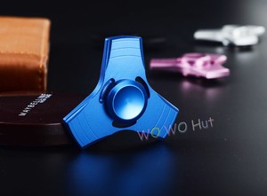 Aluminum Blue Tri-Spinner Fidget Toy Ceramic EDC Hand 