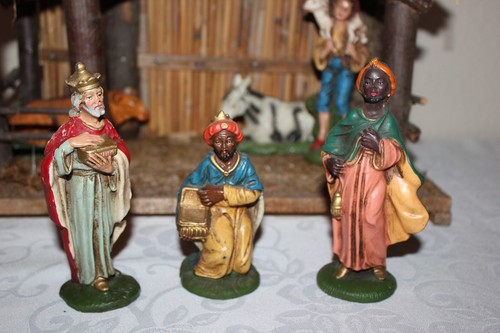 Vintage Italy Nativity Set 9 Creche Figurine Stable Christmas Baby Jesus Manger - Picture 6 of 20
