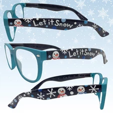 Christmas Reading Glasses Snowman Holiday Readers Hand-Painted Eyeglasses Winter