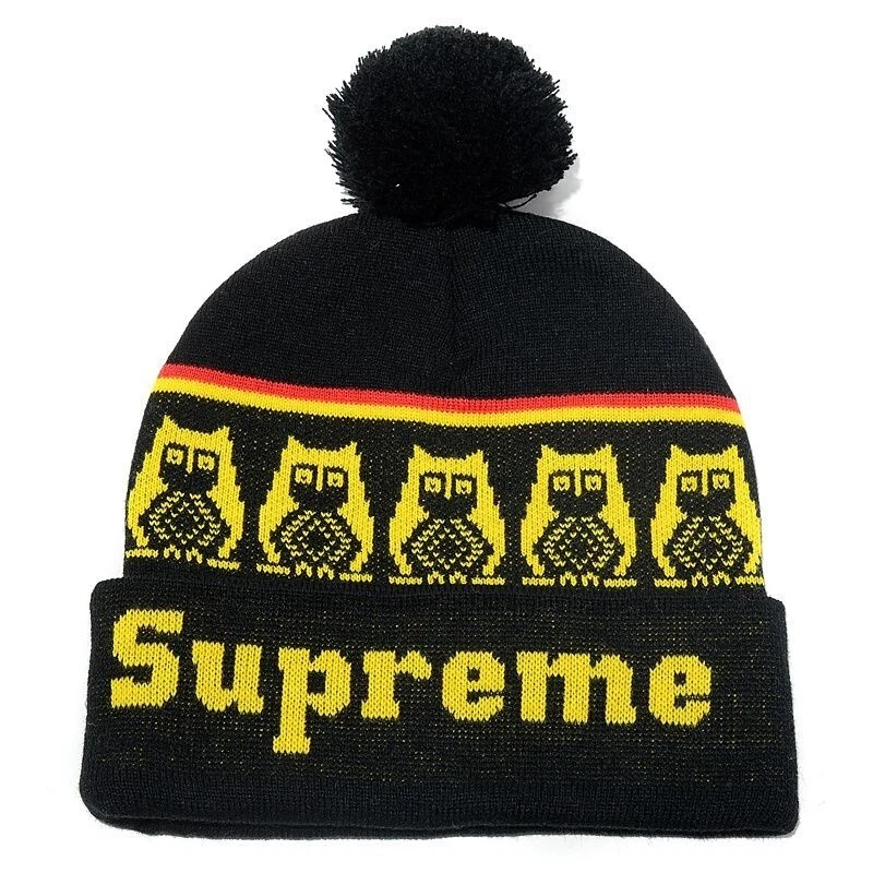 Supreme Owl Pom Beanie FW11 Box Logo Black Yellow One Size Brand New RARE