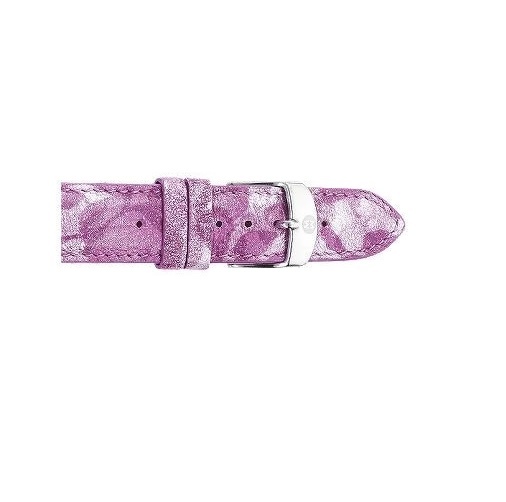 NEW-MICHELE 16MM PINK+SILVER LEATHER BUCKLE WATCH STRAP,BAND  display picture 2