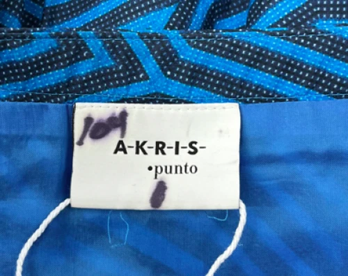 Akris Punto ALTERED Tonal Blue Abstract Print Pleated A-Line Skirt sz 2 - Image 4 of 4