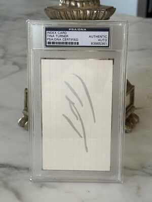 Tina Turner Autograph Encased PSA Certified  4'' x 7'' Index Card