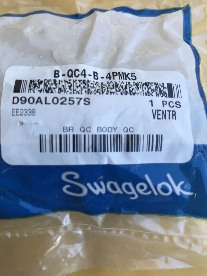 Nuevo SWAGELOK CONEXIONES RÁPIDAS #B-QC4-B-4PMK5 Latón Foto 3 de 3