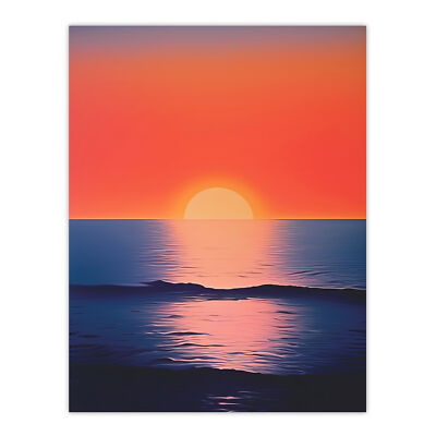 Morning Glory Sunset on Sea Orange Blue Wall Art Poster Print Picture