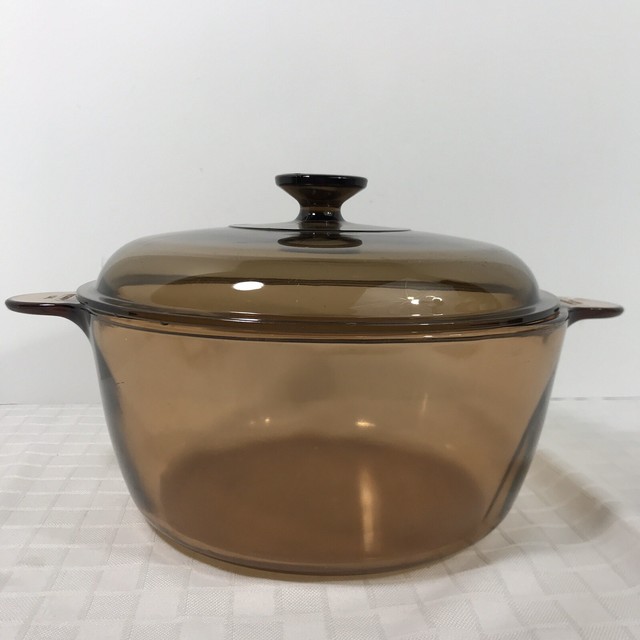 Corning Ware Vision Amber Glass Dutch Oven Large Pot 4.5L Lid USA
