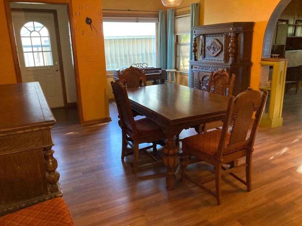 Антикварный набор для столовой, якобинский стиль, английское возрождение, резной дуб, Hodell Co - Изображение 3 из 4