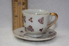 Japanese Porcelain Miniature Gold Trim Floral Design Teacup and Saucer — photo 1
