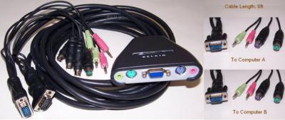 BELKIN PS2 PS/2-Port KVM Switch+Cable+Audio+Mic PC MAC F1DL102P