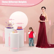 3 Piece Round Cylinder Pedestal Stands For Party Wedding Party Display Decor
