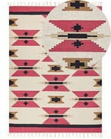 Kelim-Teppich Baumwolle Bunt 160 X 230 Cm Handgewebt Geometrisches Muster Garni