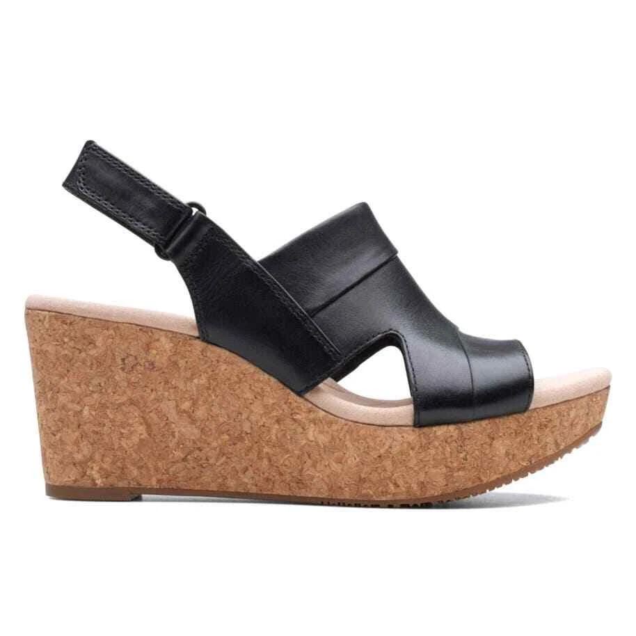 Sandali Clarks Annadel zeppa avorio pelle nera 11