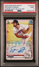 2020 Bowman Draft Spencer Strider Auto /75 Chrome Black Refractor PSA 9