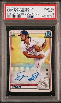 2020 Bowman Draft Spencer Strider Auto /75 Chrome Black Refractor PSA 9