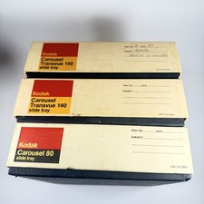Lot of 3 Vintage Kodak Carousel Slide Trays Two Transvue 140  One 80