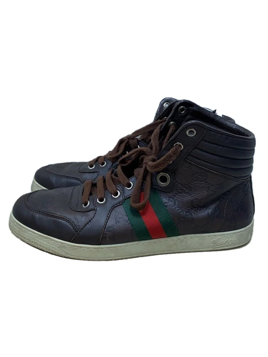 Baskets Gucci taille haute cuir marron UK7 mode chaussures occasion