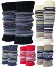 Bohemian Colorful Winter Soft Knit Long Leg Warmers Boot Cuffs Dance Cuffs