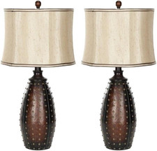 Lighting Collection Santa Fe Rustic Brown Studded Faux Leather 29-Inch Bedroom L