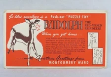 Montgomery Ward 1950s RUDOLPH the Red Nosed Reindeer 3D PUZZLE Christmas Toy