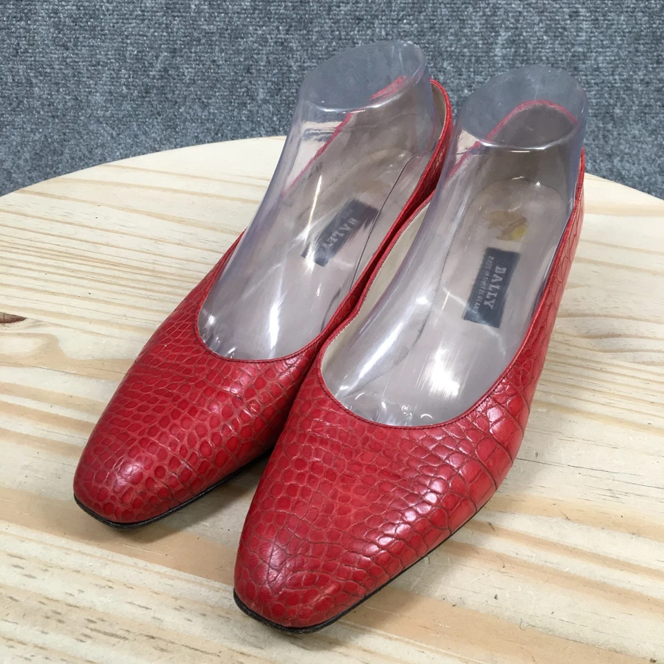 Bally Mancona 12 Mujer 6.5E Rojo Cocodrilo Cuero Repujado Tacón Bajo Suiza Foto 3 de 4
