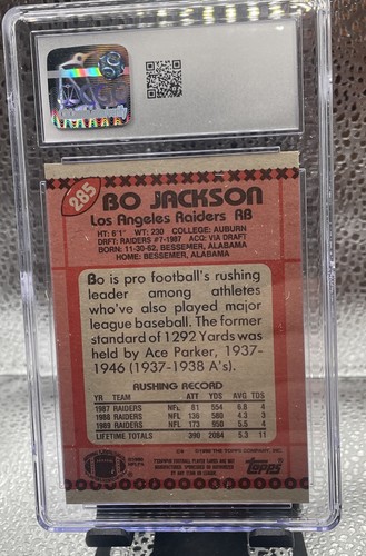 1990 Topps #285 Bo Jackson RC Raiders CGC 8.5 NM/MINT+ - Picture 2 of 2