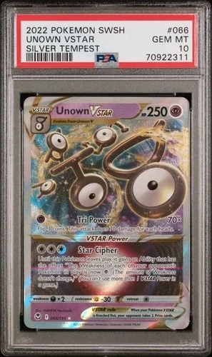 PSA 10 Gem Mint 2022 Pokemon Silver Tempest Unown VSTAR #066 POP 268