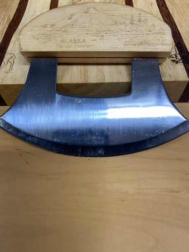 Vintage Alaska Ulu Knife Cutting Chopping  Lime Cutter Kitchen Board Used