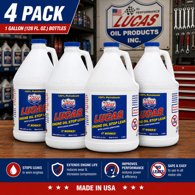 [FLASH SALE] LUCAS OIL 10279 Engine Oil Stop Leak; Gallon - 4 PACK