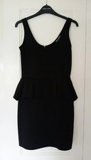 PRE-LOVED black sleeveless bodycon peplum mini dress - select size 10 - zip...