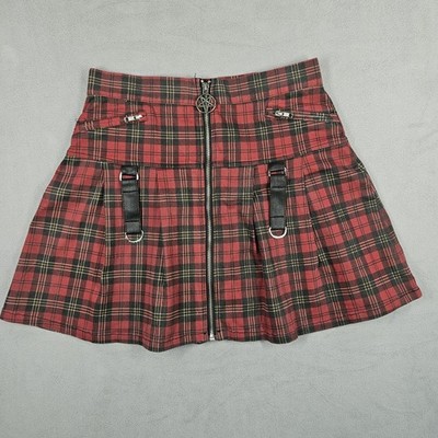 Killstar Mini Skirt Womens Large Dead Beatz Plaid School Gothic Punk Bondage
