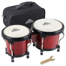 Bongo Drum Set 4 And 5 Inch Tunable Wood Metal Red Percussion Instrument Kid