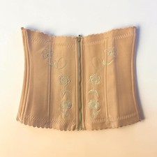 Women s XL Nude Floral Embroidered Waist Cincher Corset Shapewear Inv V3