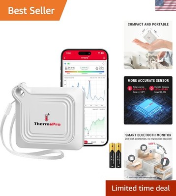 Compact 260FT Bluetooth Temperature Sensor - Remote App Control & Data Export