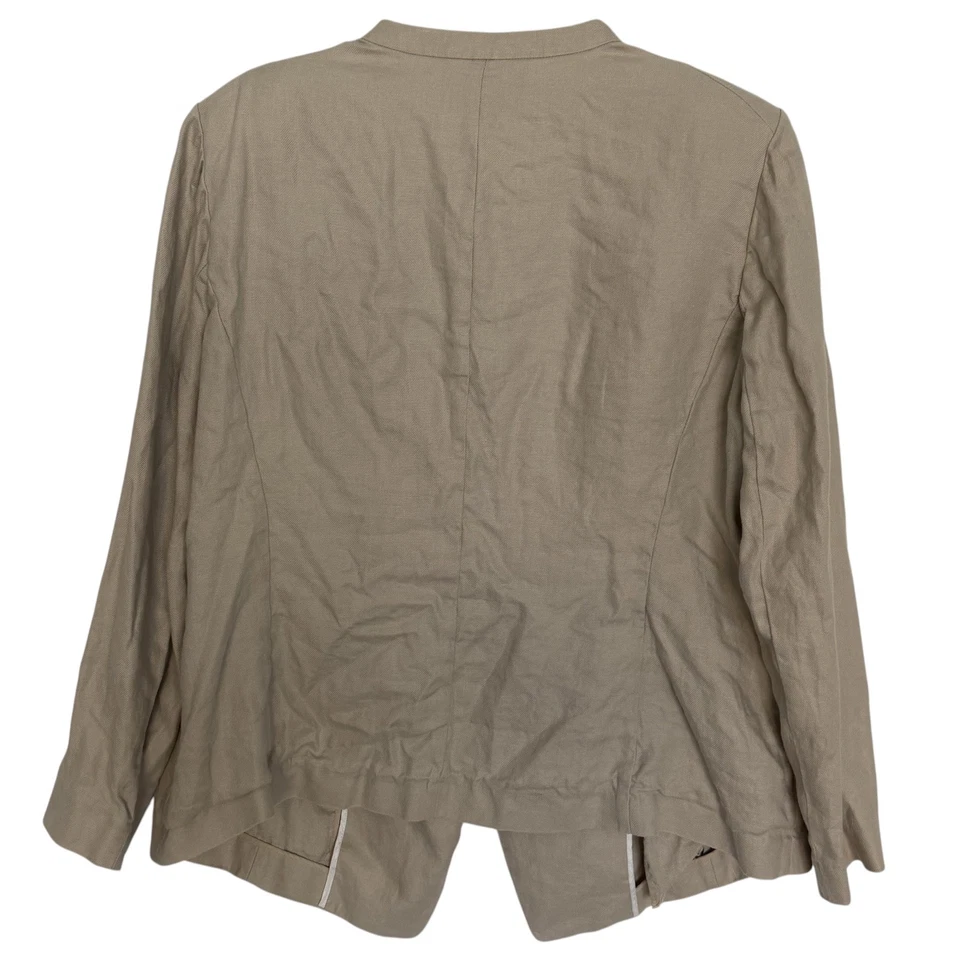 LAFAYETTE 148 NEW YORK Womens 18W Beige Linen Collarless Blazer Jacket Office - Image 2 of 4