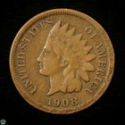 1908-S Indian Head Small Cent - Very Good Details: Rim Damage
