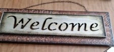 RUSTIC Farmhouse Corrugated Tin Metal Hanging WELCOME Sign