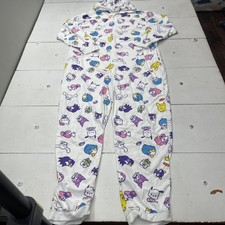 Hello Kitty Friends One Piece Pajama Womens L/XL Fleece Hooded Zip Sleepwear