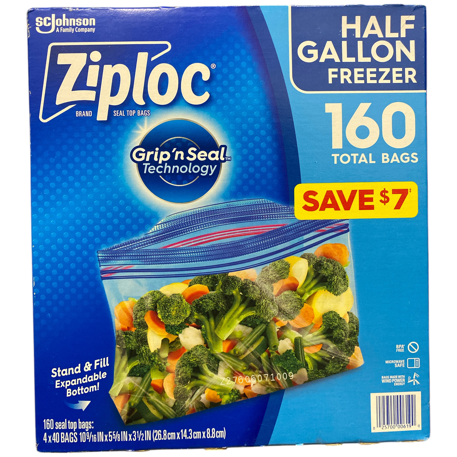 Пакеты для замораживания на молнии, не содержащие бисфенола А, объемом по полгаллона, 160 карат.