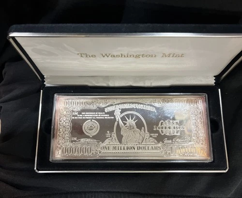 4 OZ .999 Fine Silver bar  $1,000,000 Note