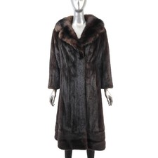 Dark Brown Mink Coat with Sable Collar- Size ...