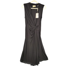 ELIE TAHARI Black Faux Wrap Sleeveless Office Career Stretch Dress SIZE SMALL