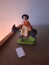 SANTON CARBONEL 12 CM , FEMME SUR L'ANE