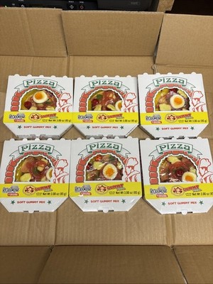 (6)Raindrops Mini Gummy Candy Pizza 3oz In Mini Pizza Box, BB 05/26