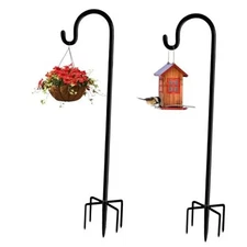 Garden Shepherd Hook Outdoor with 5 Prong Base, Bird Feeder Pole Hanger 48 Inch