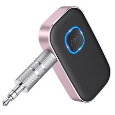 Bluetooth AUX Adapter for Car, Noise Reduction Bluetooth Receiver Black Pink