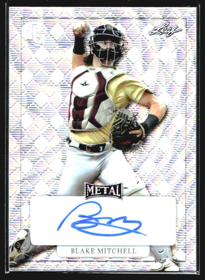2022 Leaf Metal Perfect Game #MA-BM1 Blake Mitchell Metal Auto Wave #/9
