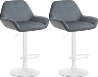 2Er Set Barhocker Braga Samt Weiß Dunkelgrau